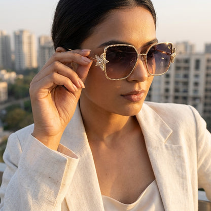 Starluxe Gold Starburst Gradient Sunglasses (98138)