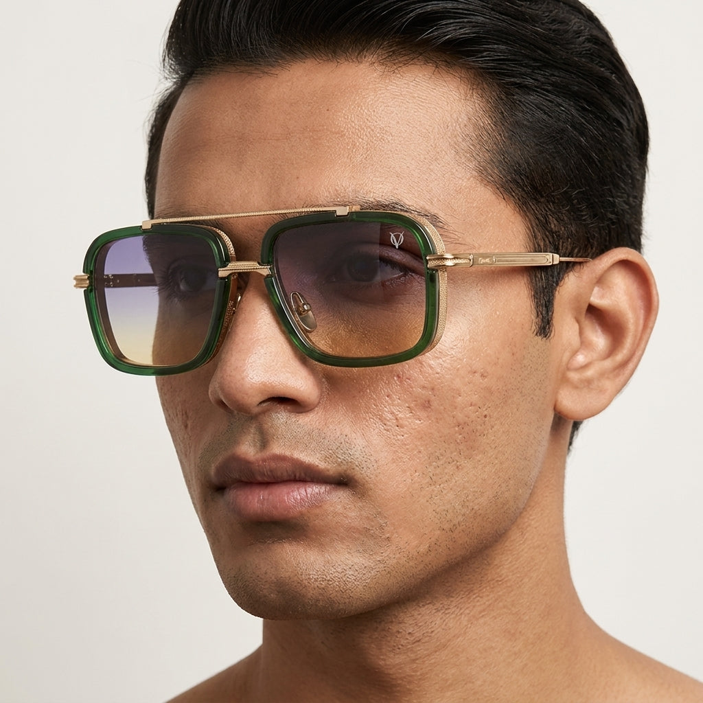 Emerald Royale Gold Double Bridge Sunglasses (3804)