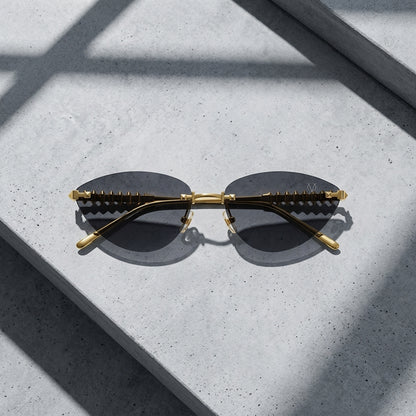 Vortex Stud Rimless Sunglasses (S-089)