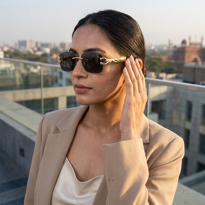 Phantom Panther Gold Rimless Sunglasses (58106)