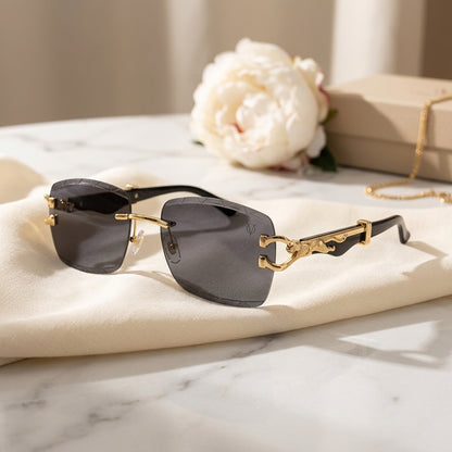 Phantom Panther Gold Rimless Sunglasses (58106)