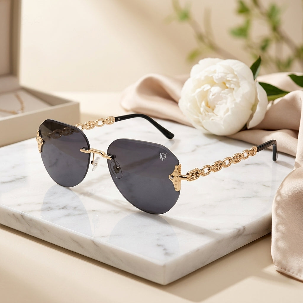 Monaco Chain-Link Aviator Sunglasses (OV-02)