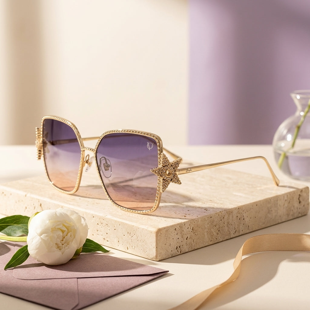 Starluxe Gold Starburst Gradient Sunglasses (98138)