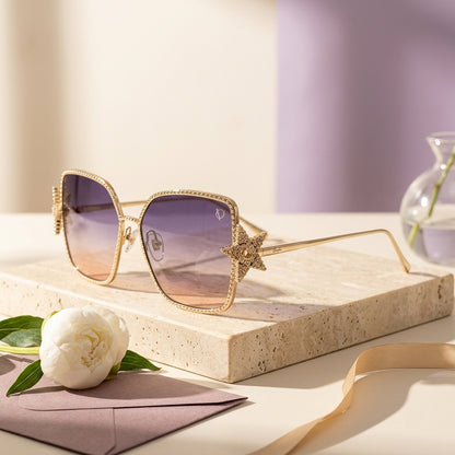Starluxe Gold Starburst Gradient Sunglasses (98138)
