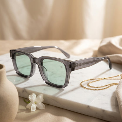 Urban Mist Transparent Grey Square Sunglasses (17028)
