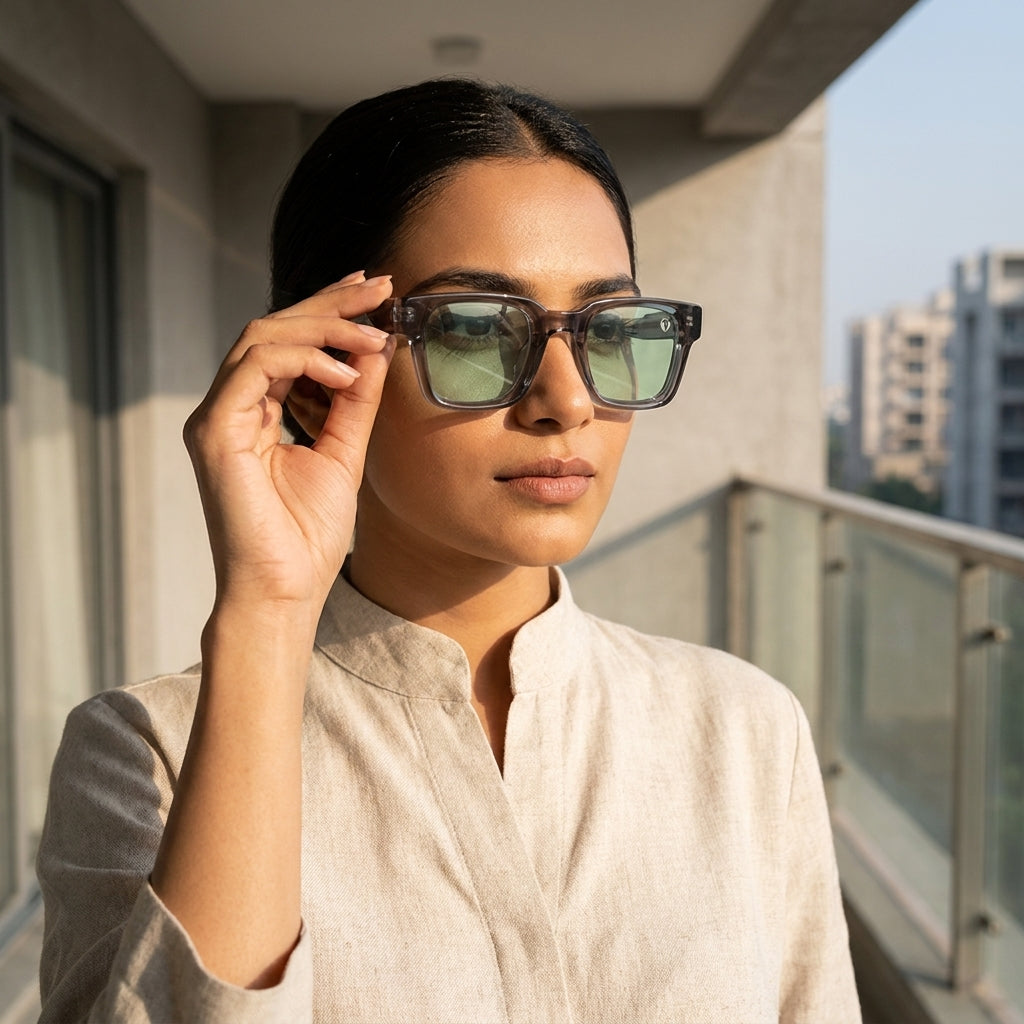 Urban Mist Transparent Grey Square Sunglasses (17028)