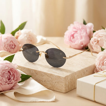 Aurora Rimless Oval Sunglasses (J-038)