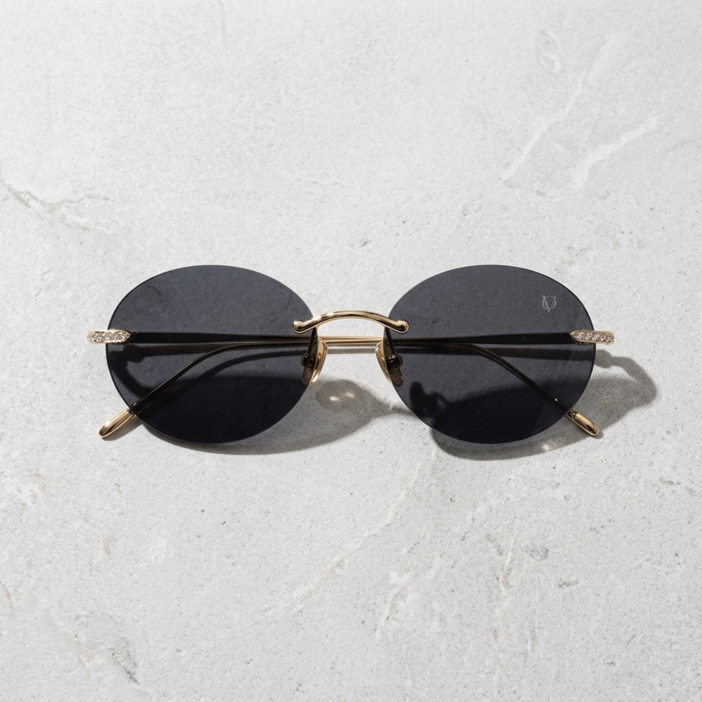 Aurora Rimless Oval Sunglasses (J-038)