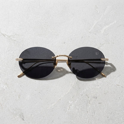 Aurora Rimless Oval Sunglasses (J-038)