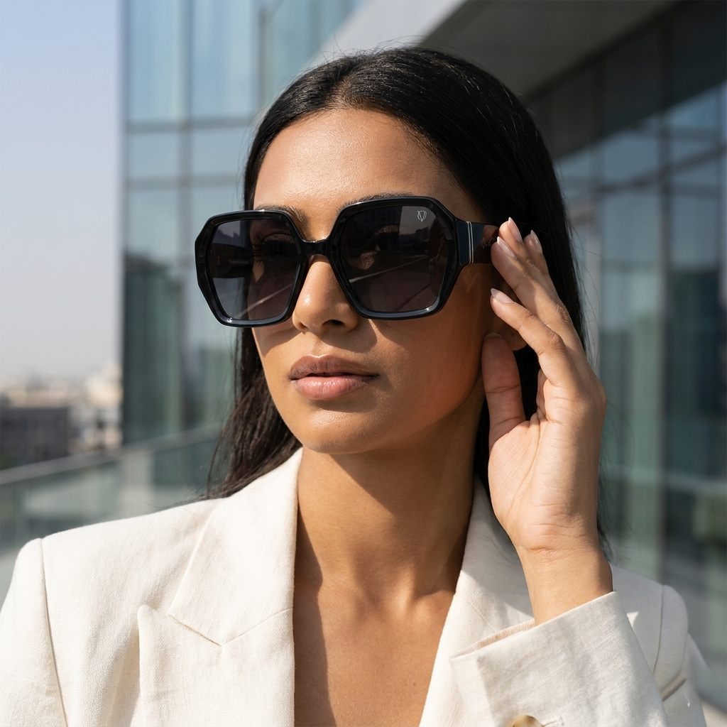 Midnight Bold Square Sunglasses (17025)