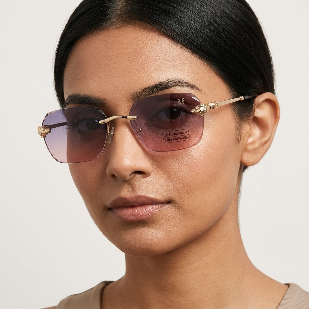 LuxeAura Rimless Gradient Sunglasses (2508) Photochromic