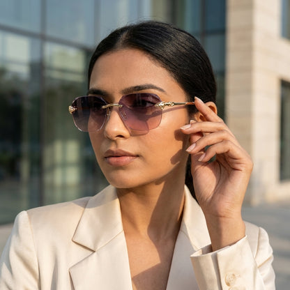 LuxeAura Rimless Gradient Sunglasses (2508) Photochromic