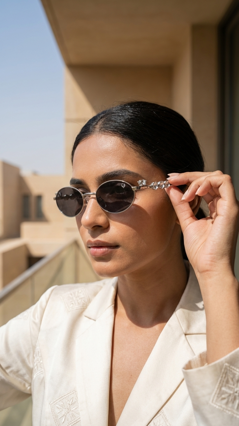 Crystal Muse Oval Sunglasses (S020)Silver