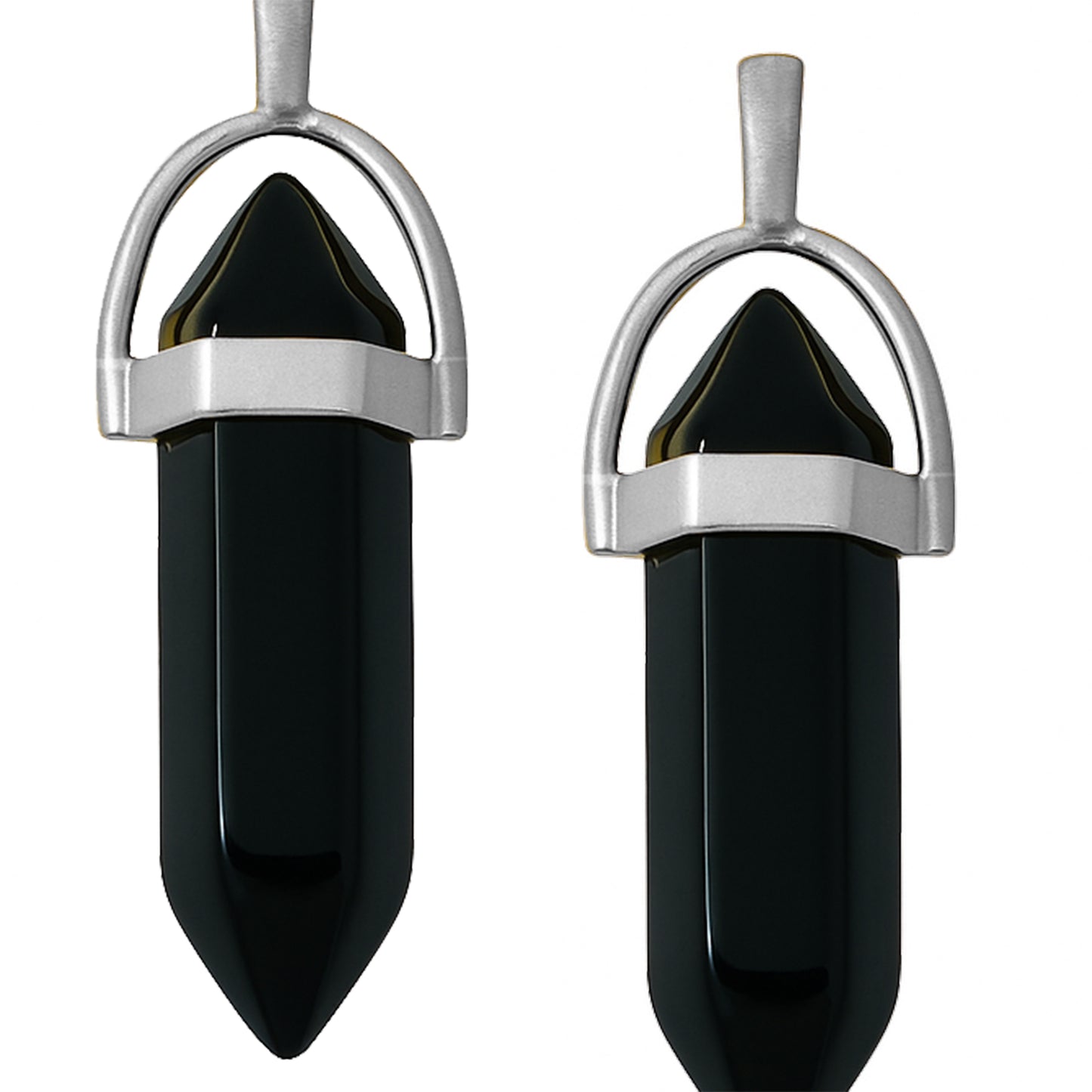 Black crystal pointed charms with silver caps-zoomed view