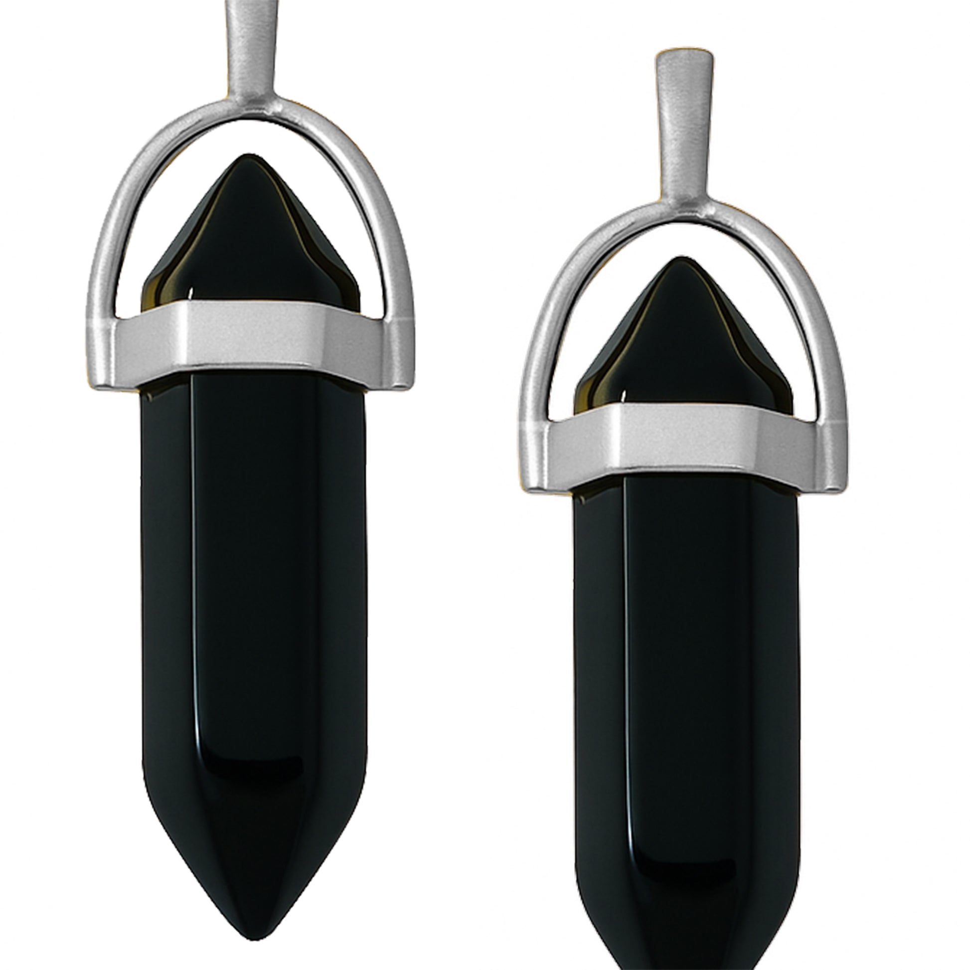 Black crystal pointed charms with silver caps-zoomed view
