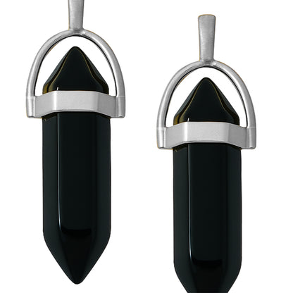 Black crystal pointed charms with silver caps-zoomed view