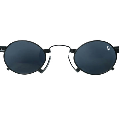Black square sunglasses with polarized grey lenses and a durable lightweight black frame-zoomed view