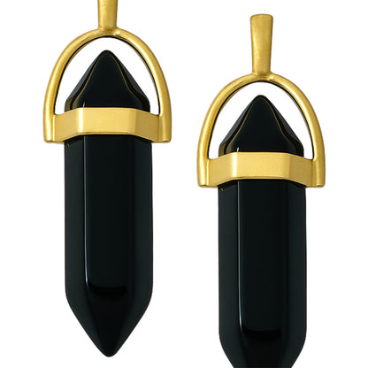 Black crystal pointed charms with gold caps-zoomed view