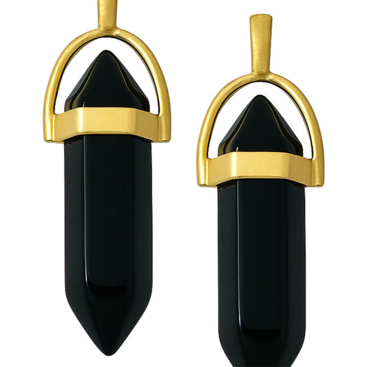 Black crystal pointed charms with gold caps-zoomed view