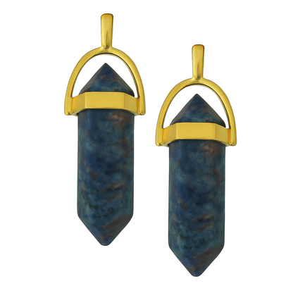 Black marble crystal pointed charms with a golden cap-front view