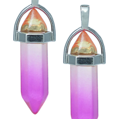 Pink crystal point charms with a silver cap-zoomed view